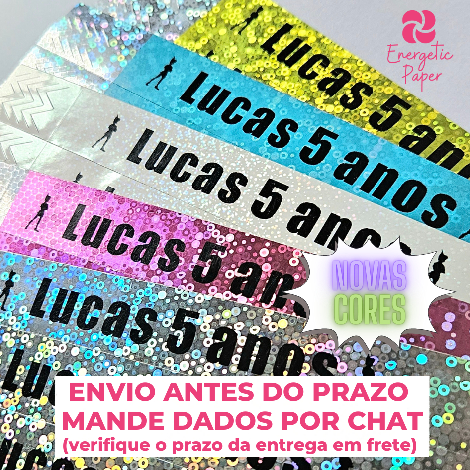 Kit 60 Pulseiras Holográficas Personalizadas para Festas e Eventos - CHAME NO CHAT APÓS COMPRAR em Oferta na Shopee