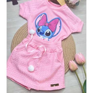 conjunto Stitch shorts e blusa TAM 4 ao 10 em Oferta na Shopee