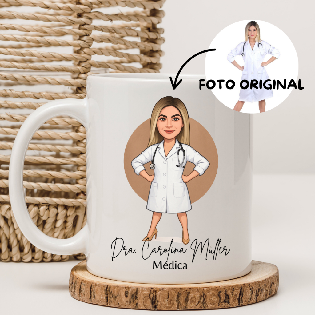Caneca Personalizada Profissão Caricatura Com Nome Frase Dizeres Avatar Presente Criativo Porcelana 325ml