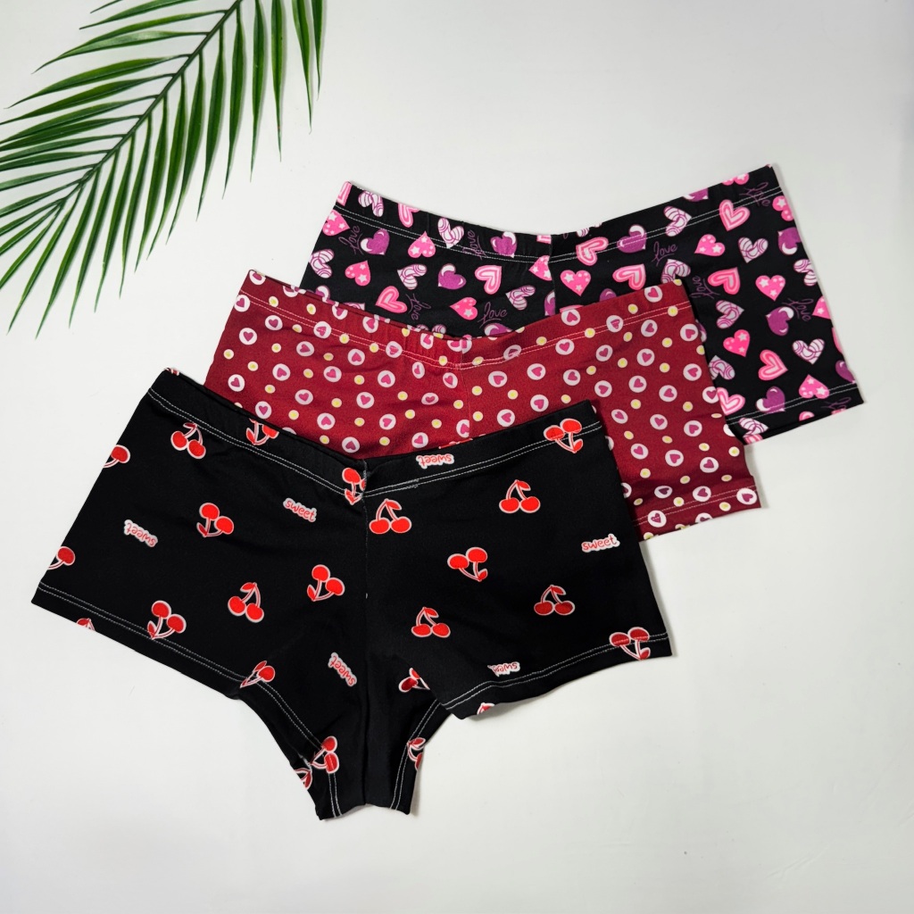 kit 5 Calcinhas Short Feminino Cueca Boxer Conforto Estampada em Microfibra Premium