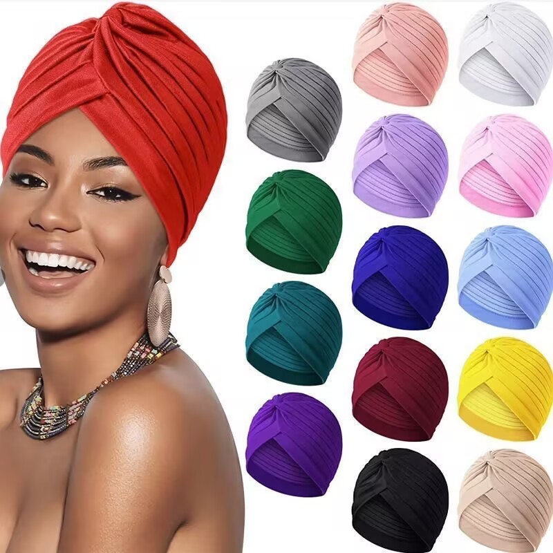 Kit 2/4/6 Turbante Chapéu feminino indiano elástico fechado estiloso simples