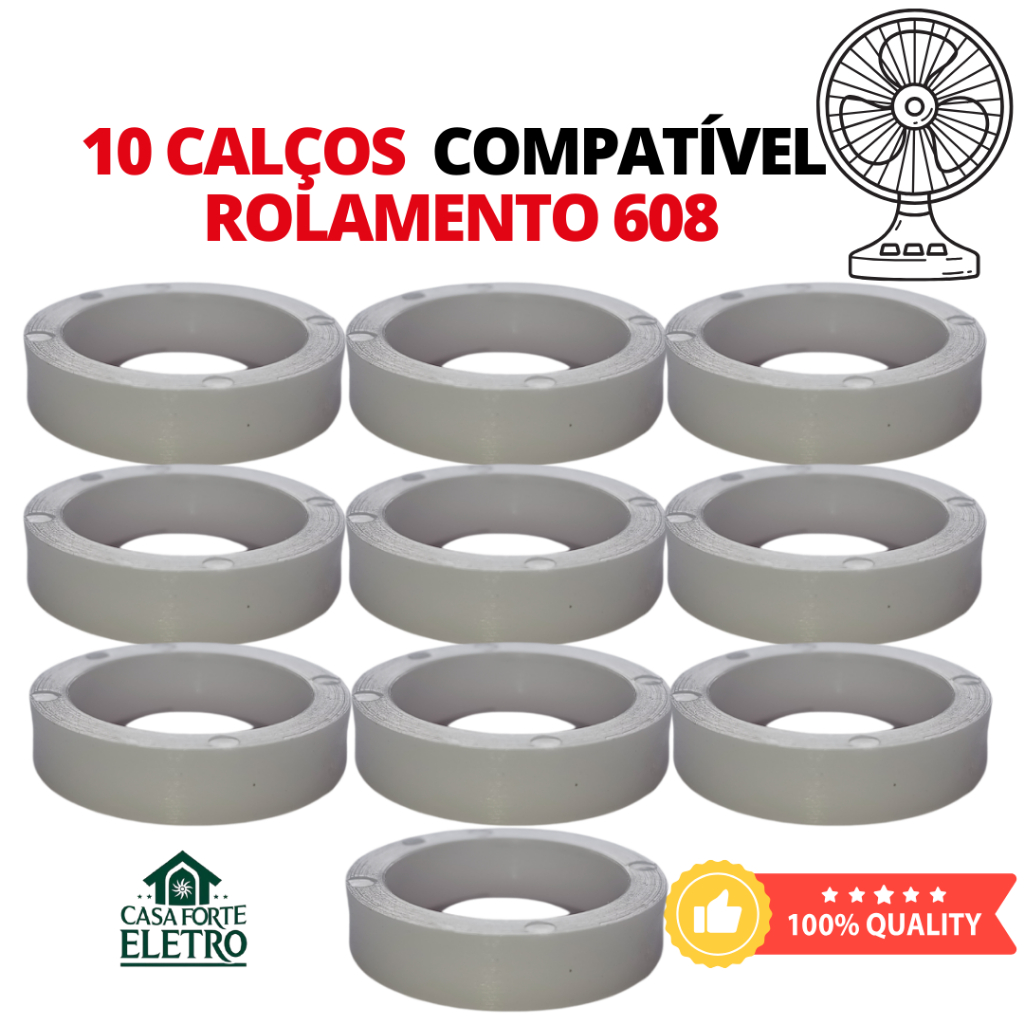Kit 10 Calços para Buchas 8mm 30mm - Substituição par Rolamentos 608 Alta qualidade