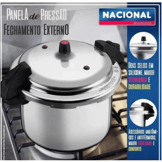 Panela de Pressão 20 ou 24 Litros Alumínio – Fechamento Externo e 2 Válvulas de Segurança