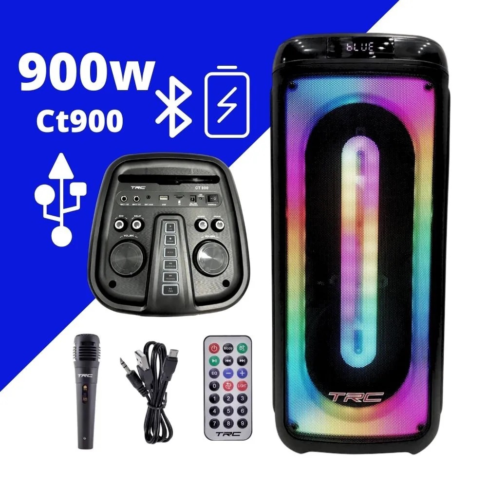 Caixa De Som Amplificada Com Bluetooth Tws 900W Bivolt Ct900 - TRC