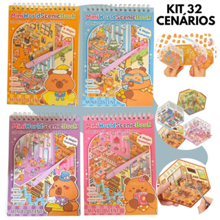 Caderno 32 em 1 Adesivos 3d Cenário Paisagem Pinça Kwaii scrapbooking Papelaria Fofa Criança Adulto em Oferta na Shopee