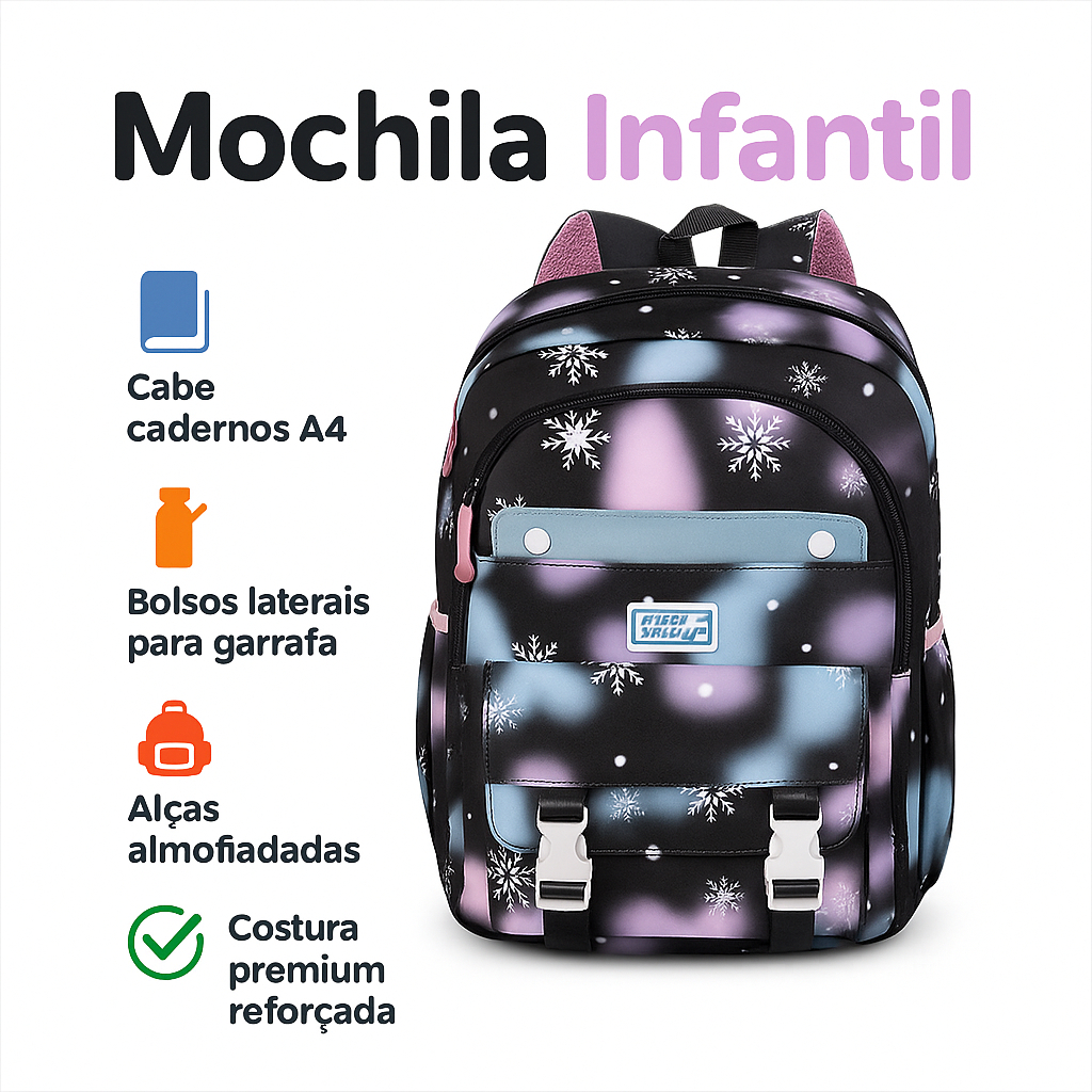 Mochila Feminina para Escola e Faculdade | Grande e Impermeável com Compartimento para Notebook | Resistente e Reforçada