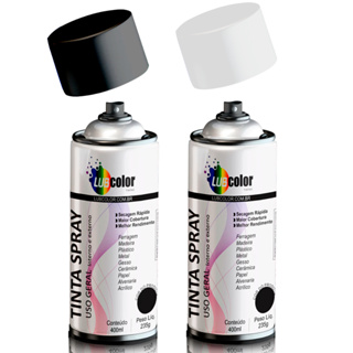 Kit 12 Tinta Spray 400ml Preto Branco Metálico Brilhante Fosco Para Papel Plástico Madeira Ferro em Oferta na Shopee