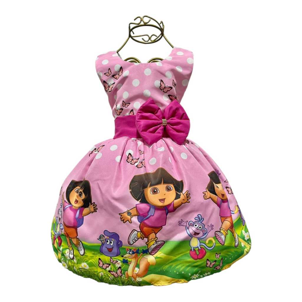 Vestido Infantil Temático Aniversários e Festas.