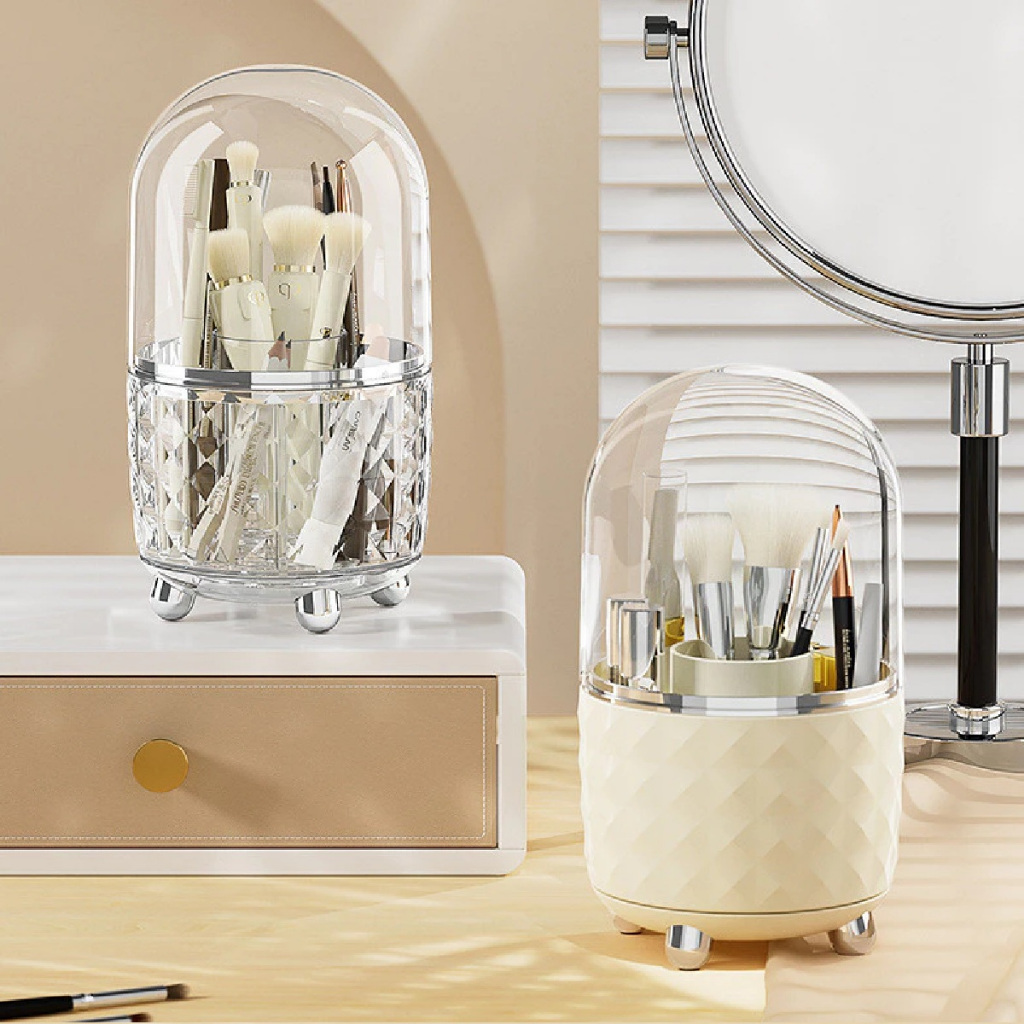 Organizador Portátil 360º De Mesa Cosmético Maquiagem Porta-escovas Batom Tubo Transparente