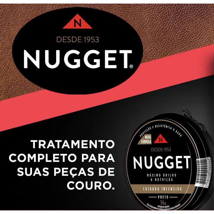 Cera nugget sapato em Pasta Preta - Lata 36G