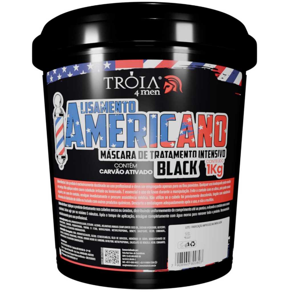 Alisamento Americano Black 1kg - Troia Hair 4Man: Alisamento Profissional Rápido em Oferta na Shopee