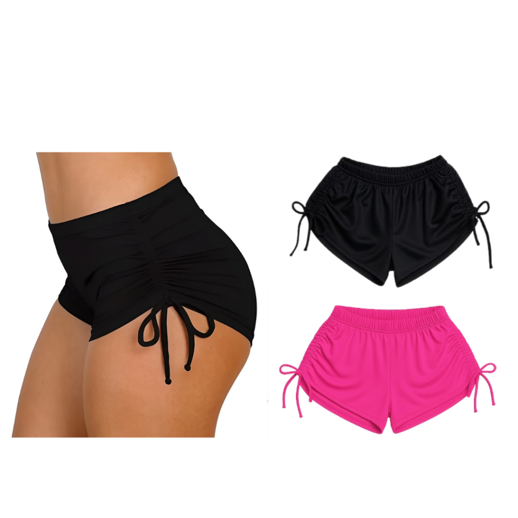 Kit Com 2 Short Bíquini Sunkini Short Piscina com Ajustes nas Laterais Amarrar Moda Praia