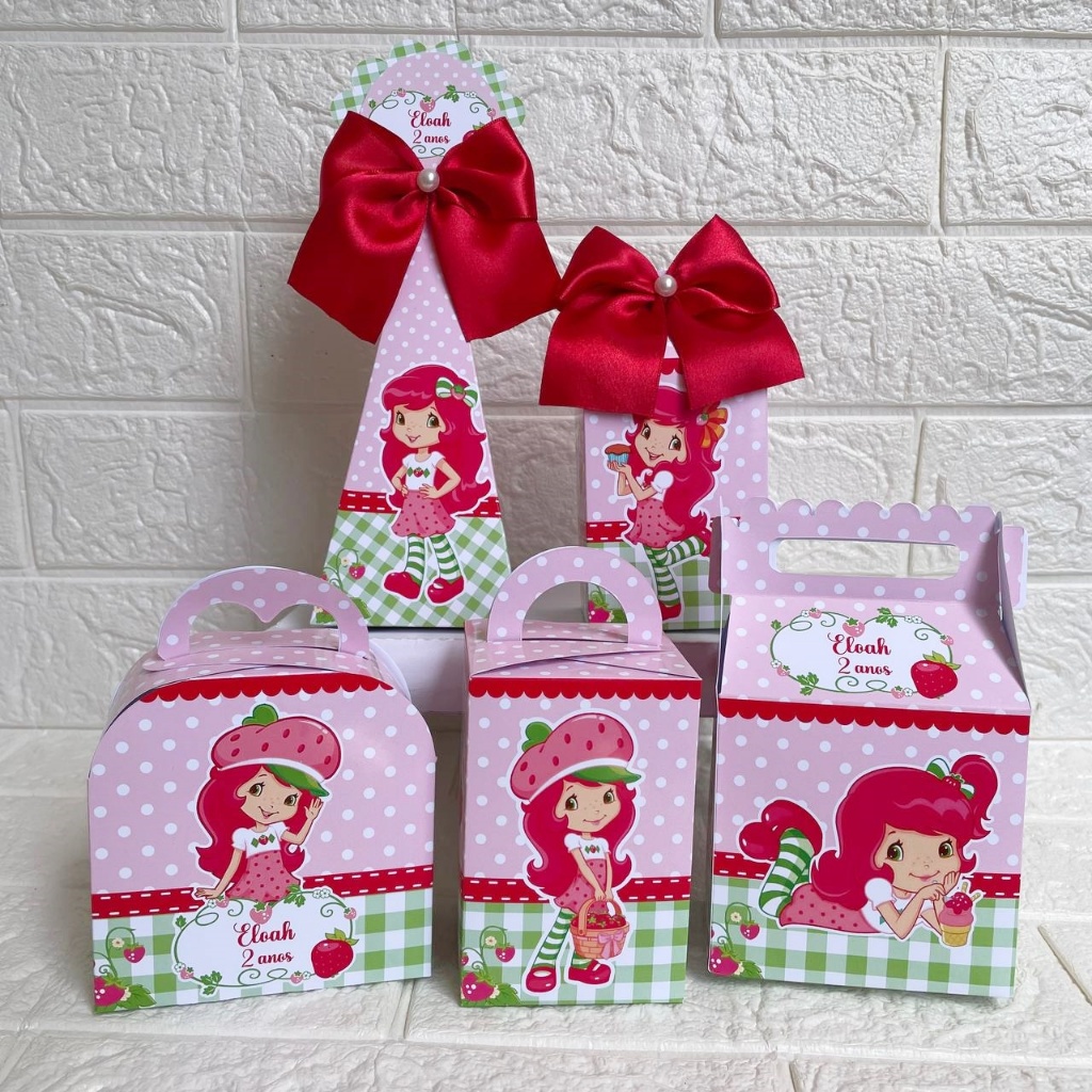Personalizados Moranguinho – Kit Festa - Caixinhas Pegue e Monte – Lembrancinhas Aniversário Infantil