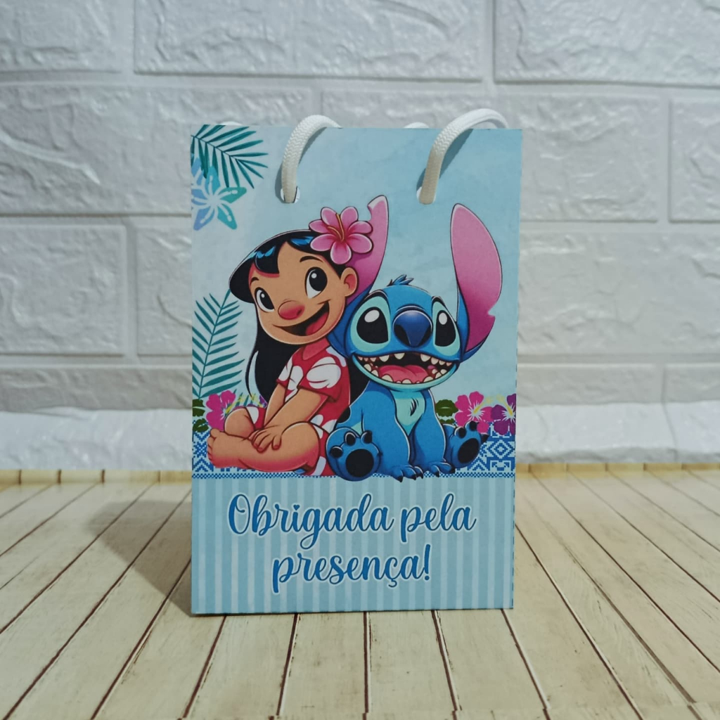 PEGUE E MONTE SACOLINHA PERSONALIZADA TAMANHO P 15X10CM LILO E STITCH Lembrancinha Festa Infantil