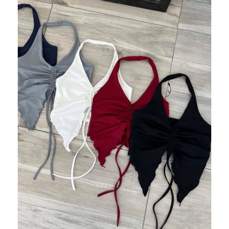 Cropped Feminino Borboleta drapeado
