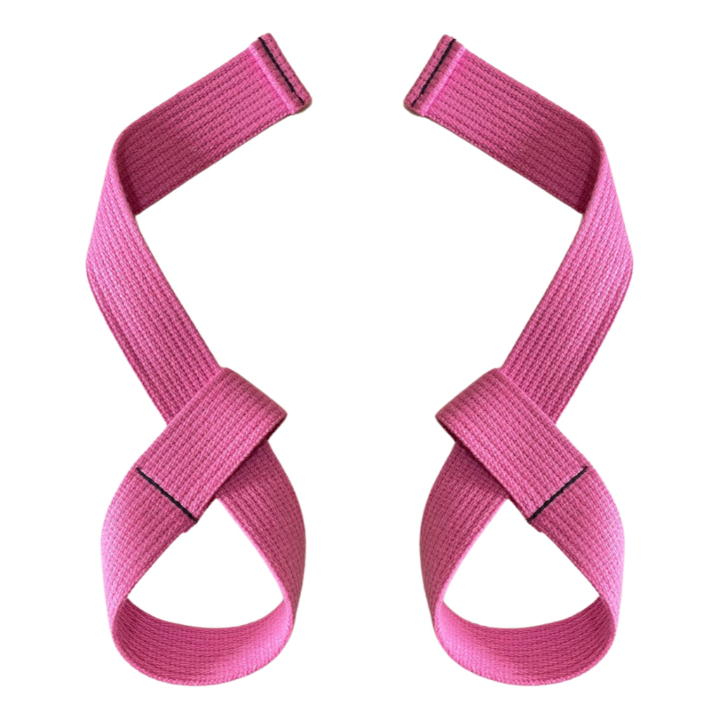 Par Puxador Strap Tala Fita de Algodão Rosa Para Exercício Fitness na Academia Levantamento Terra Multi Exercício