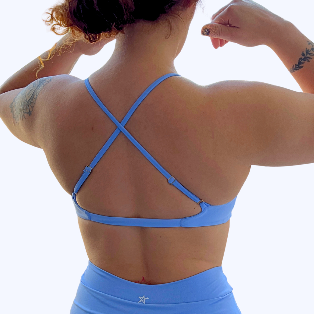 Top Frente unica Poliamida Duplo Premium reforçado alça regulavel reto costas nua academia cropped