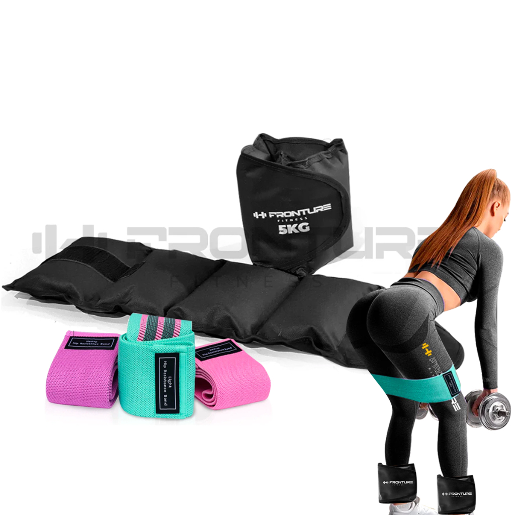 KIT Caneleira de Peso e HipBand treino em Casa Tornozeleira Pilates Academia Pernas Profissional