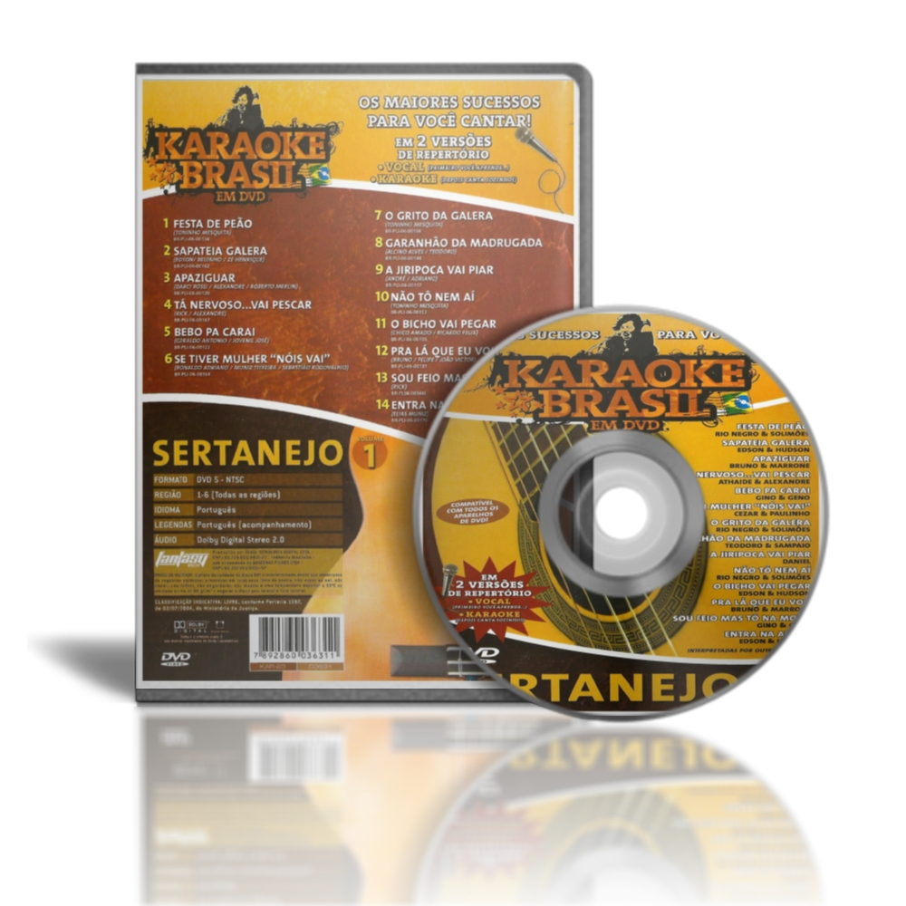 DVD KARAOKE - Brasil Sertanejo Vol.1 - 14 MÚSICAS - REF 121