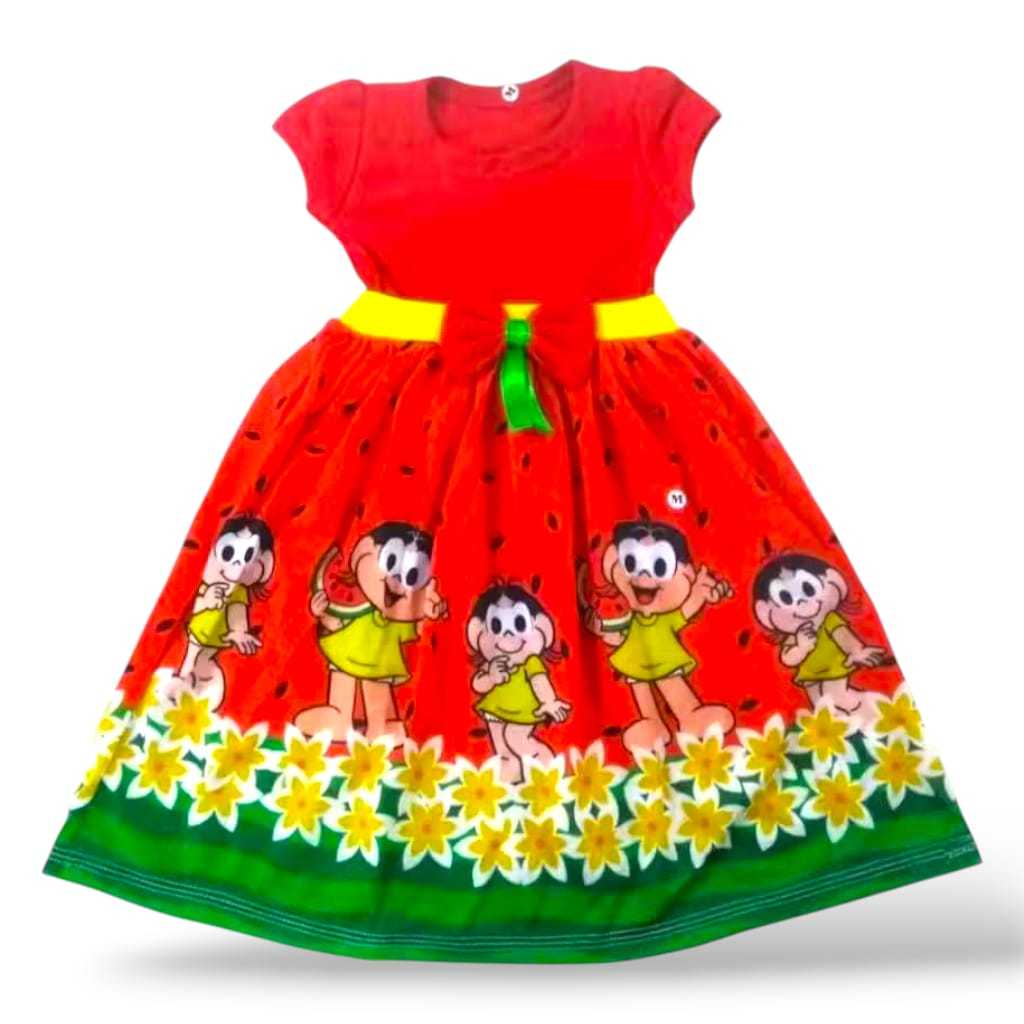 Vestido infantil de festa de aniversário ou passeio temático da magali vermelha em Oferta na Shopee