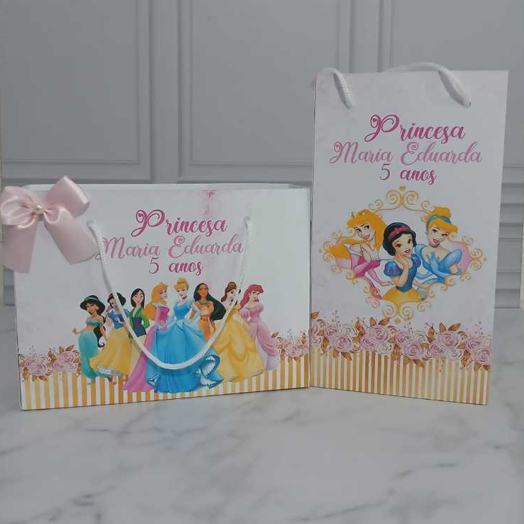 Sacolinha Surpresa Personalizada Princesas Disney - Pegue e Monte - Lembrancinha Infantil