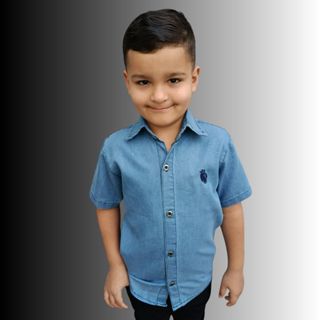 Camisa Jeans Manga Curta infantil Juvenil Menino Criança Festa Estilosa Confortável na Moda em Oferta na Shopee
