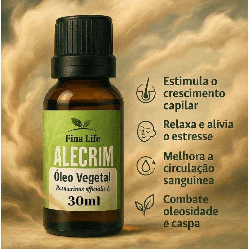 Oleo vegetal de alecrim 100% puro para Crescimento capilar 30ml HIDRATAÇÃO - NUTRIÇÃO