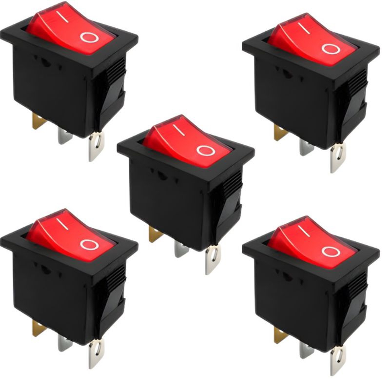 Kit C/5 Chaves Liga desliga Gangorra KCD1-102N Com Led Vermelho em Oferta na Shopee