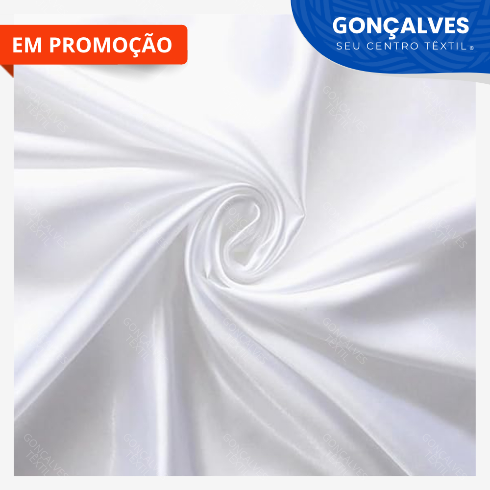 Cetim Branco 5 metros | Gonçalves Têxtil em Oferta na Shopee