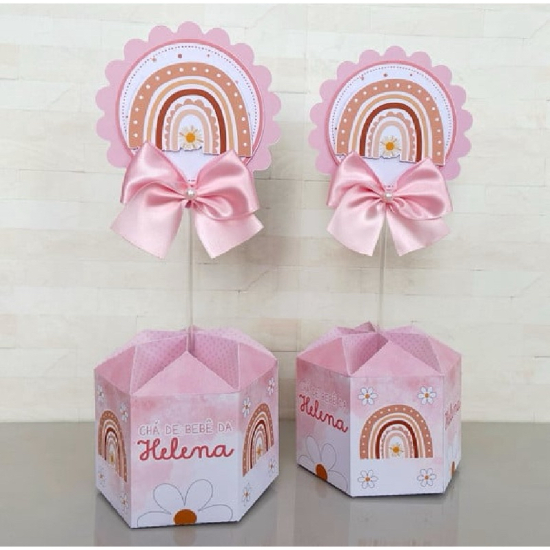 Pegue e Monte Centro de Mesa P Arco Íris Caixa Sextavada Festa Aniversário infantil em Oferta na Shopee