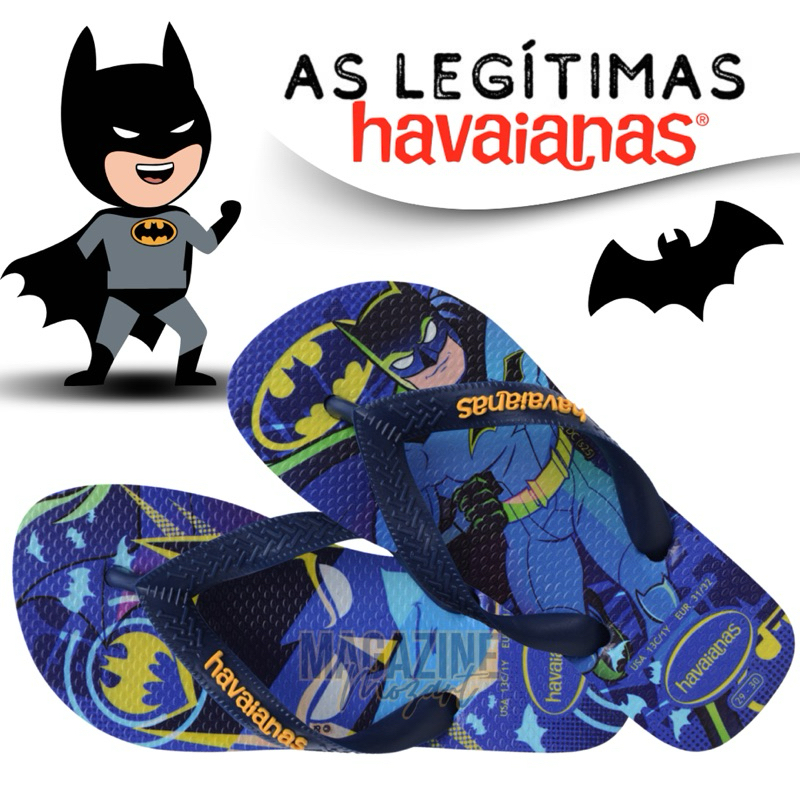 Chinelo Havaianas Batman Infantil Menino Kids Heróis