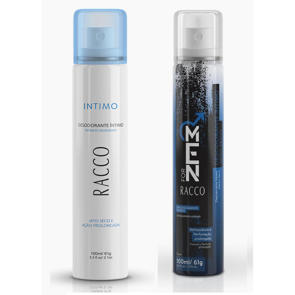 Kit Casal 01 desodorante Intimo Feminino E 01 Masculino Racco JATO SECO RACCO