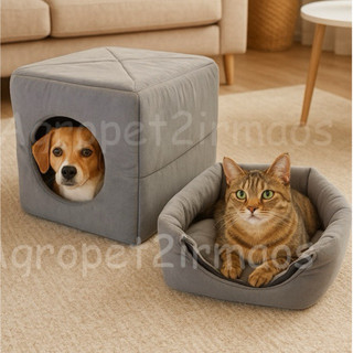 Caminha Pet Toca Iglu 2 EM 1 Cama Para Cães e Gatos Com Almofada