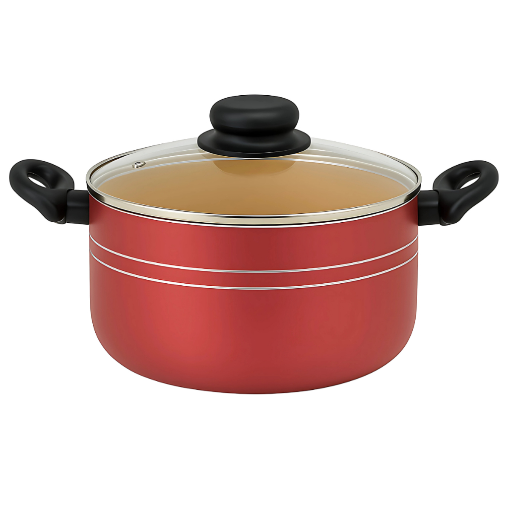 Caçarola Antiaderente com Tampa, cereja/creme, 5 camadas, várias medidas em Oferta na Shopee