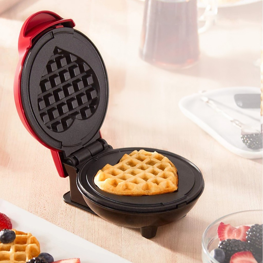Máquina de waffle compacta, antiaderente, em formato de coração, com acabamento fosco, 110 V.