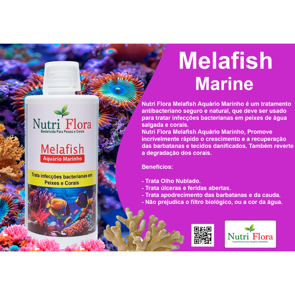 Melafix Bactericida Fungicida Para Peixes Aquários Marinho 500ml
