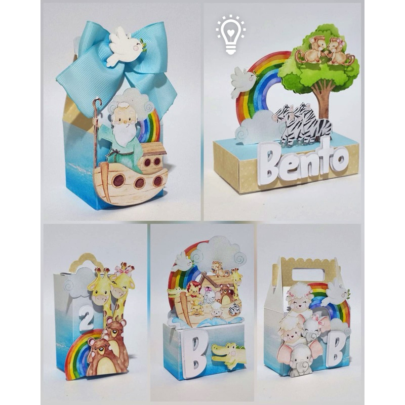 Kit Festa Caixinhas, lembrancinhas personalizada Pegue e Monte Chá Revelação e Aniversário Arca de Noé Menina