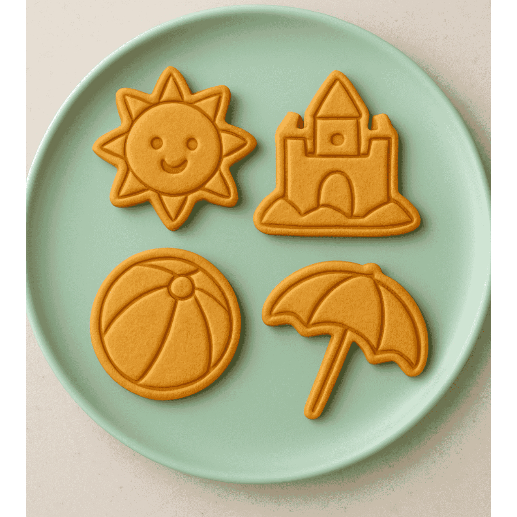 ☀️🏖️ PRAIA Cortador Biscoito  Massinha | Kit 4 pçs | 6, 8 e 10cm | Festa Verão | Impressão 3D | Confeitaria Criativa 🍪