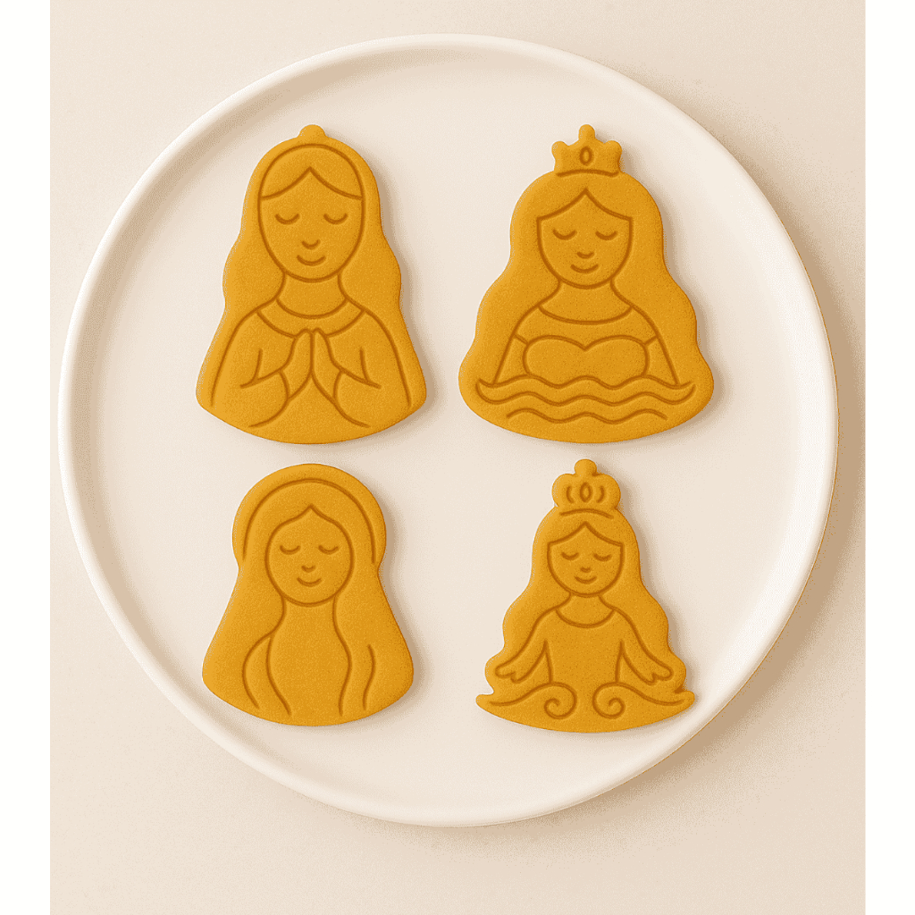 🌊👑 IEMANJÁ Cortador Biscoito | Kit 4 pçs | Opções 6, 8 e 10cm | Festa Religiosa Umbanda | Presente Axé | Impressão 3D 🍪