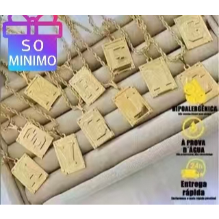 Colar Personalizado com Letra Inicial do Nome, Pingente Folheado a Ouro 18k, Corrente Baiana , A-Z