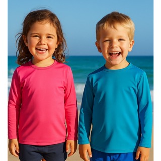 Camisa Proteção Solar Infantil UV50+ Manga Longa Térmica Lisa Bebês e Crianças em Oferta na Shopee