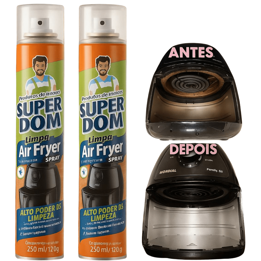 Imagem Kit Super Dom Spray Limpa Air Fryer 250ml – Limpeza Profunda, Remove Gordura e Sujeira Difícil