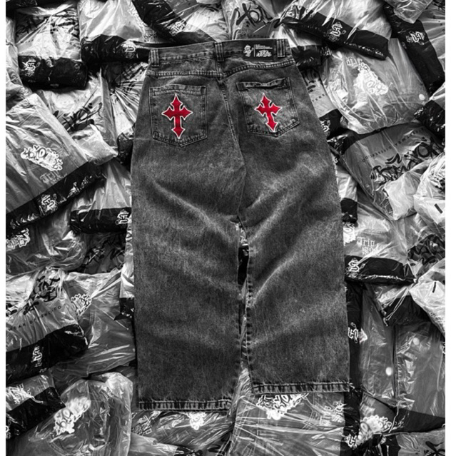 Calças Jeans Balão Baggy Streetwear Trip Side Original Estonada Personalizada