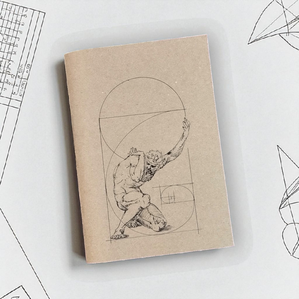 Caderno A5 Capa Kraft Flexível 80 Páginas Scketchbook Pautado / Liso / Pontilhado / Quadriculado - Fibonacci