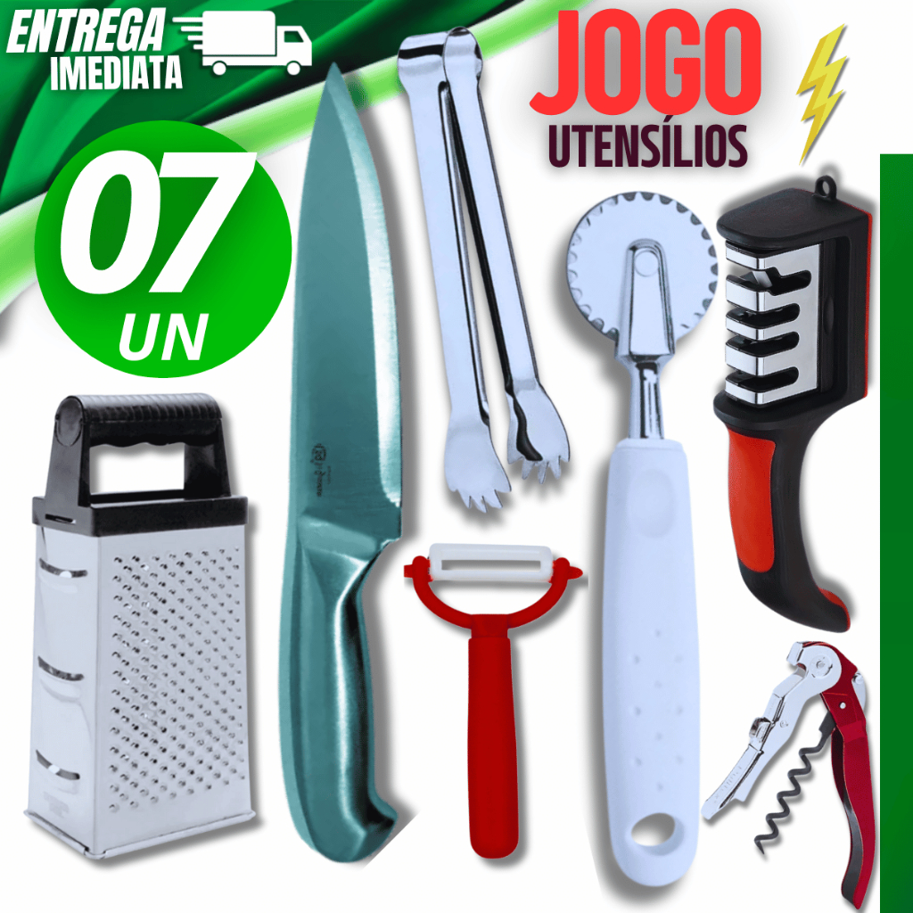 Cozinha Ralador Faca Peixaria 29cm Pegador Gelo Descascador Cortador Massa Afiador Facas Saca Rolha