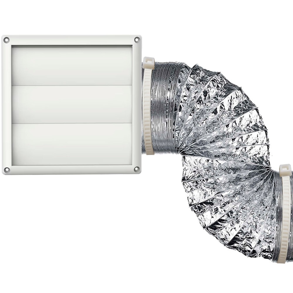 Kit Exaustão Saída de Ar Para Coifa  Exaustor Depurador 120mm 125mm 127mm Com Grade Veneziana Branca