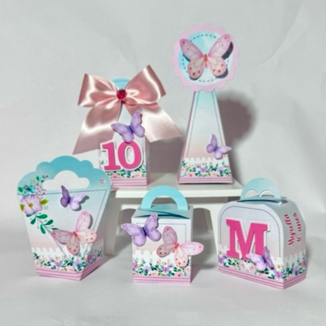 Kit Festa Infantil Jardim Encantado Borboletas | Lembrancinha Aniversário | Caixinhas Personalizada