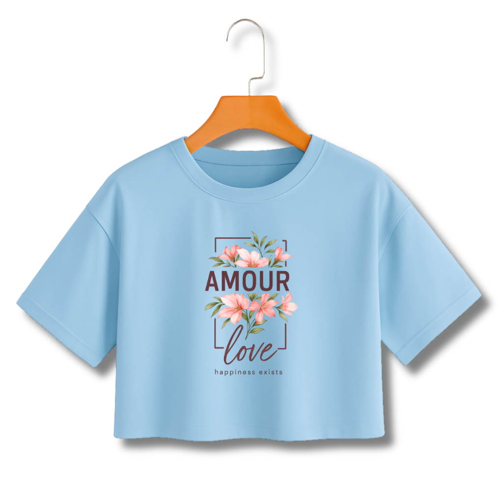 BLUSA ESTILO CROPPED FEMININO FLORAL AMOUR TENDENCIA ROUPA ELEGANTE