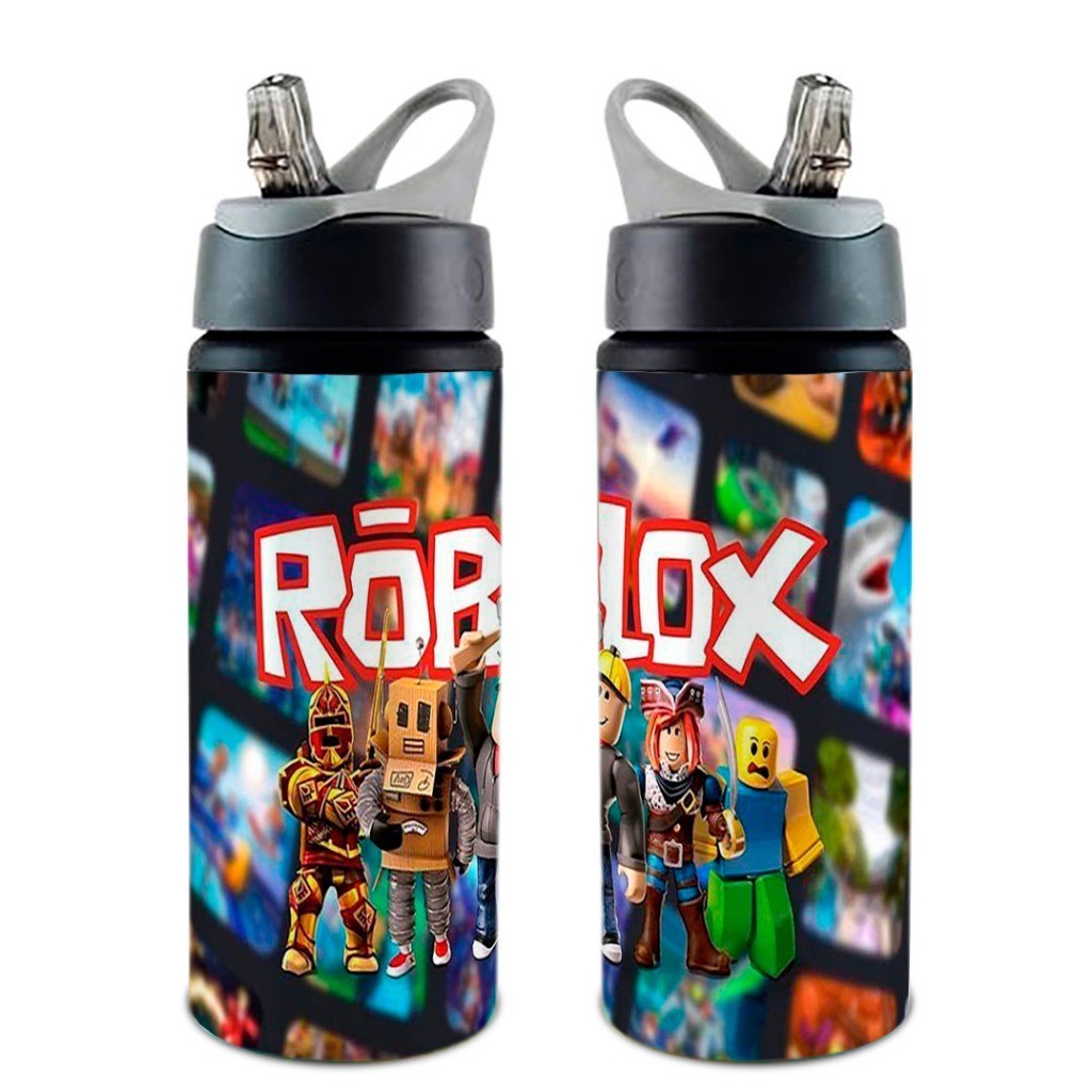Garrafa/Squeeze Roblox COM NOME - Vários Modelos Com Alça e Bico Retrátil 600 ML em Oferta na Shopee
