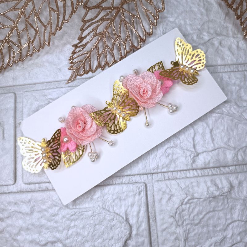 Tiara Rosa Bebê Jardim Encantado ✨ Um luxo de delicadeza para sua princesa! Meia de Seda Elástica